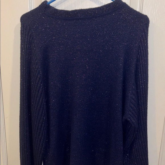 Nanette Lepore Sweaters - Nanette Lepore Midnight Blue Knit Top METALLIC THREADING THROUGHOUT 
PUFF L/S